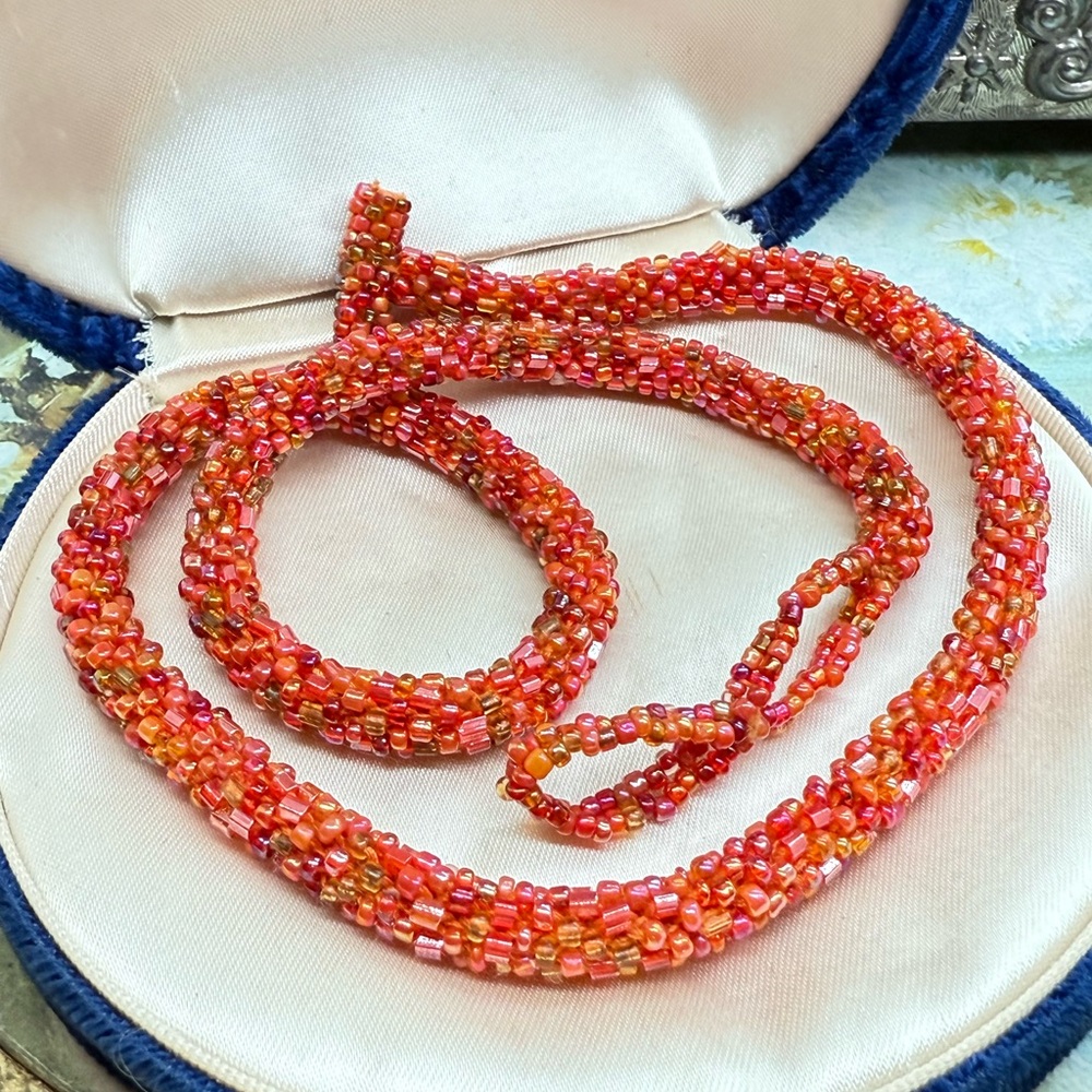 Vintage seed bead rope necklace